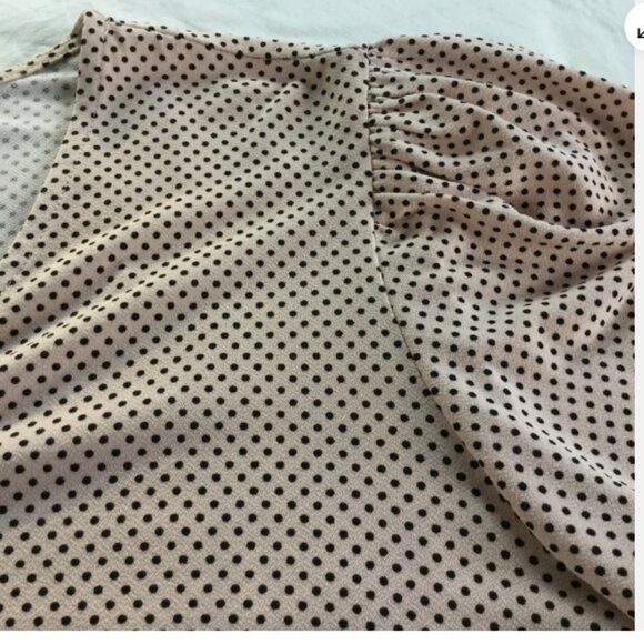 Adrianna Papell Women Plus Size 1X Knit Pullover Blouse Pink / Black polka dots - Picture 4 of 8